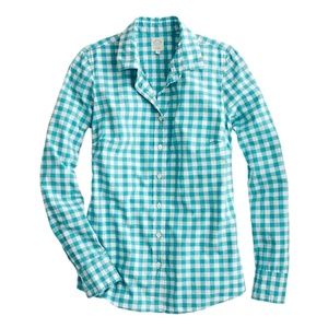 J Crew Blue Gingham Perfect Shirt